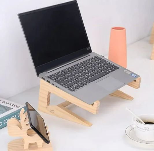 Wooden Laptop Phone Stand